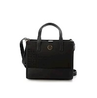 Cartera Mini ToteTommy Hilfiger Canvas Monogram - Negro